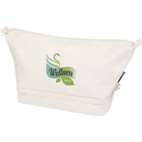 Trip Aware™ recycled travel toiletry bag 6L – Off white with logo