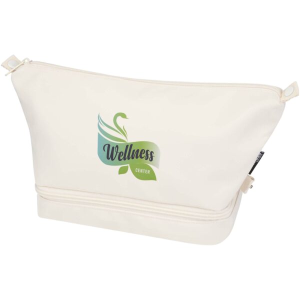 Trip Aware™ recycled travel toiletry bag 6L – Off white with logo