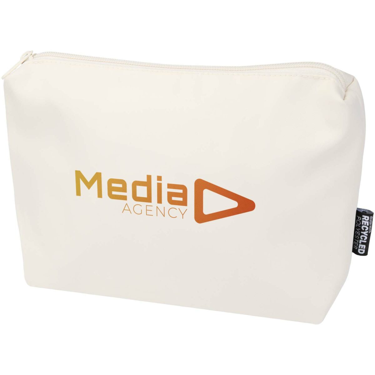 Trip Aware™ recycled travel toiletry pouch 2L – Off white with logo