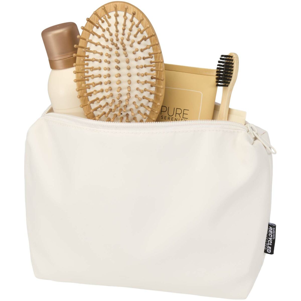 Trip Aware™ recycled travel toiletry pouch 2L – Off white extra view