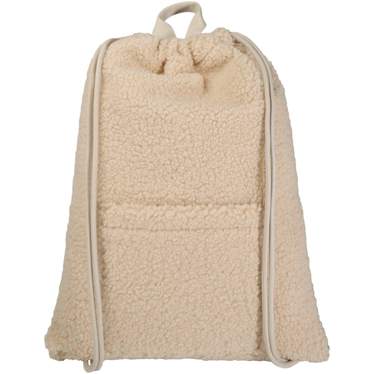 Bear GRS recycled sherpa drawstring backpack 9L – Natural front view