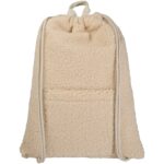 Bear GRS recycled sherpa drawstring backpack 9L – Natural front view