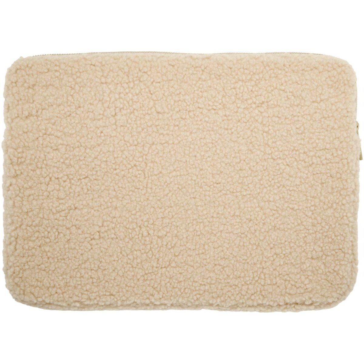 Bear 13" GRS recycled sherpa laptop sleeve 2L – Natural back view