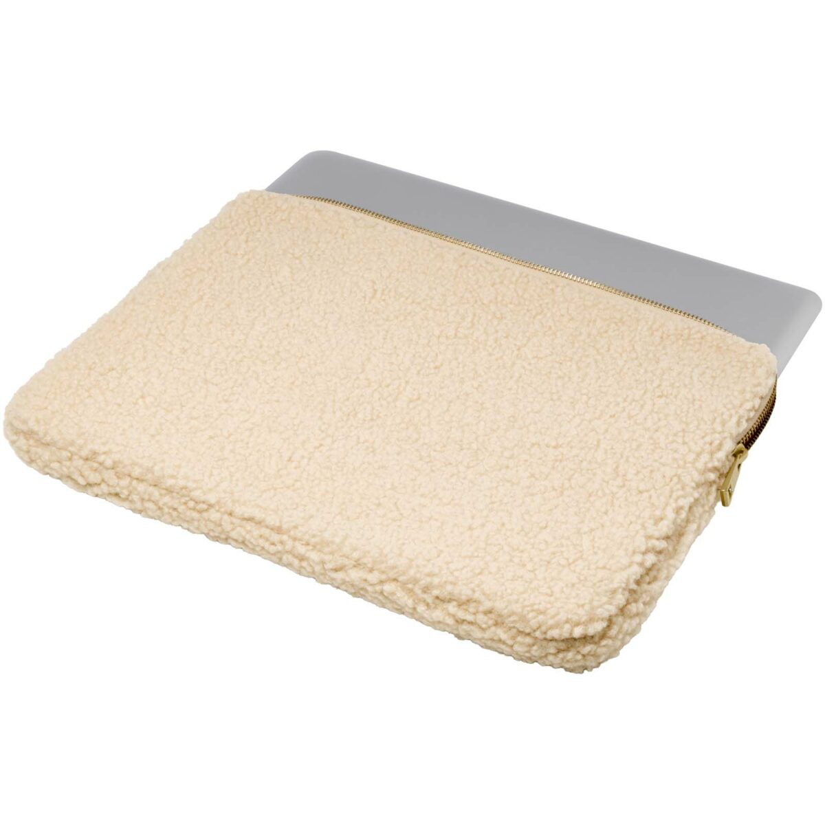 Bear 13" GRS recycled sherpa laptop sleeve 2L – Natural extra view