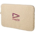 Bear 13" GRS recycled sherpa laptop sleeve 2L – Natural with logo
