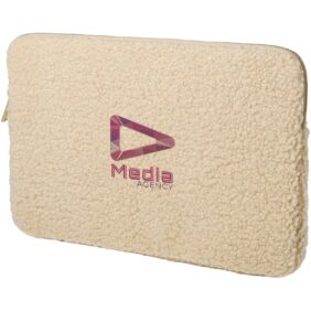 Bear 13" GRS recycled sherpa laptop sleeve 2L – Natural with logo