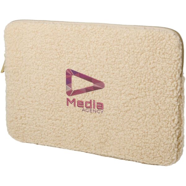 Bear 13" GRS recycled sherpa laptop sleeve 2L – Natural with logo