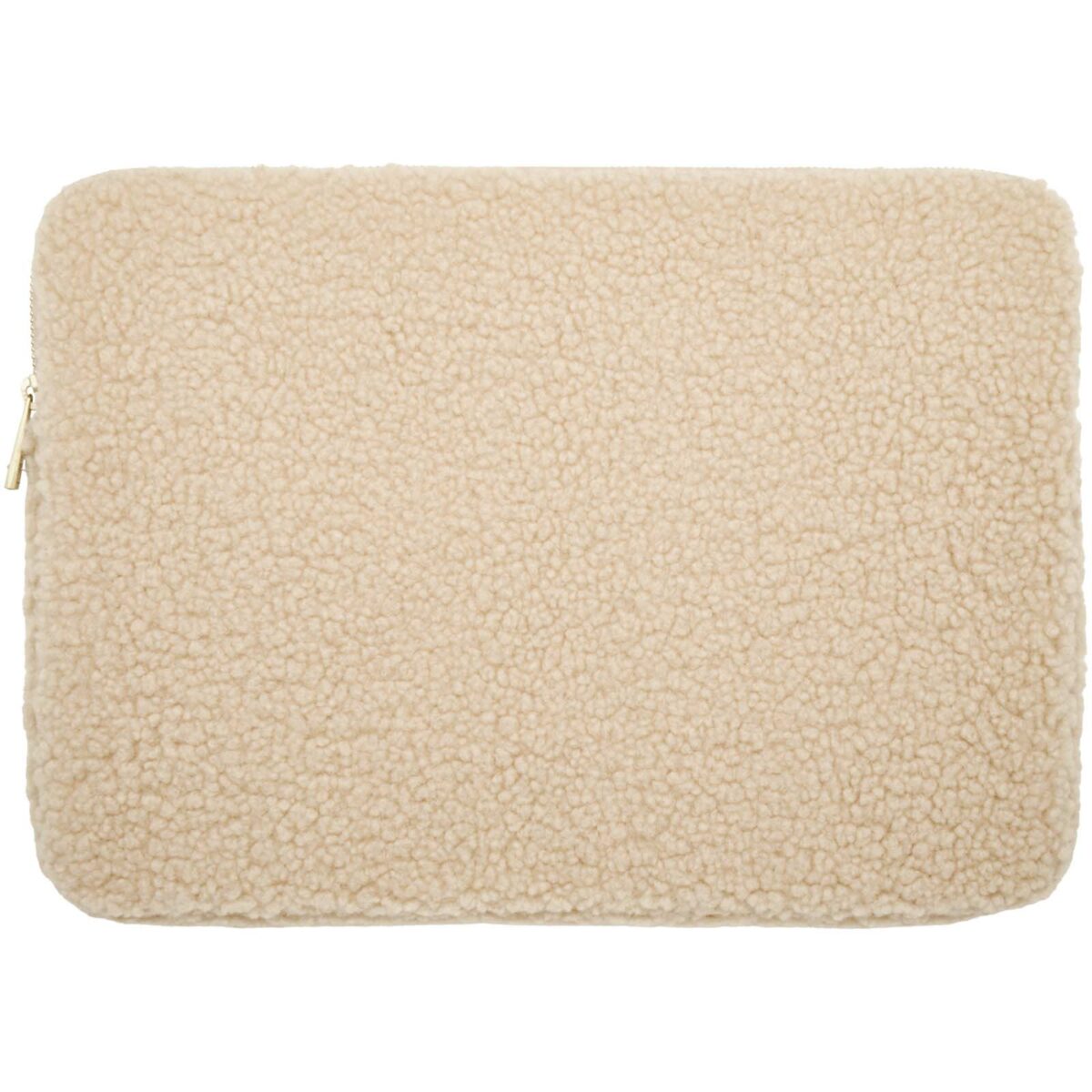 Bear 13" GRS recycled sherpa laptop sleeve 2L – Natural front view