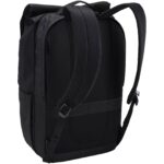 Case Logic Variate 17" recycled expandable roll-top laptop backpack – Solid black back view