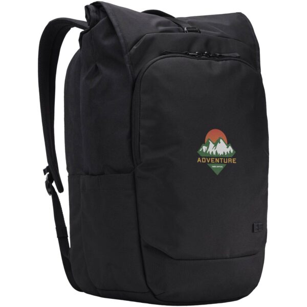 Case Logic Variate 17" recycled expandable roll-top laptop backpack – Solid black with logo