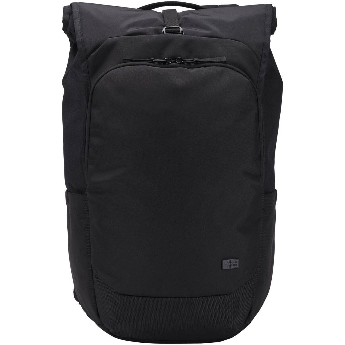 Case Logic Variate 17" recycled expandable roll-top laptop backpack – Solid black front view