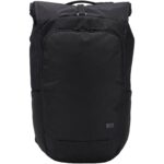 Case Logic Variate 17" recycled expandable roll-top laptop backpack – Solid black front view