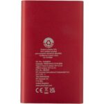 Pep 4000 mAh Type-C recycled aluminium power bank – Red back view