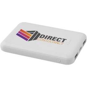 Asama 5000 mAh Type-C recycled plastic power bank – White with logo