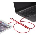 Versatile 5-1 recycled aluminium charging cable – Red extra view
