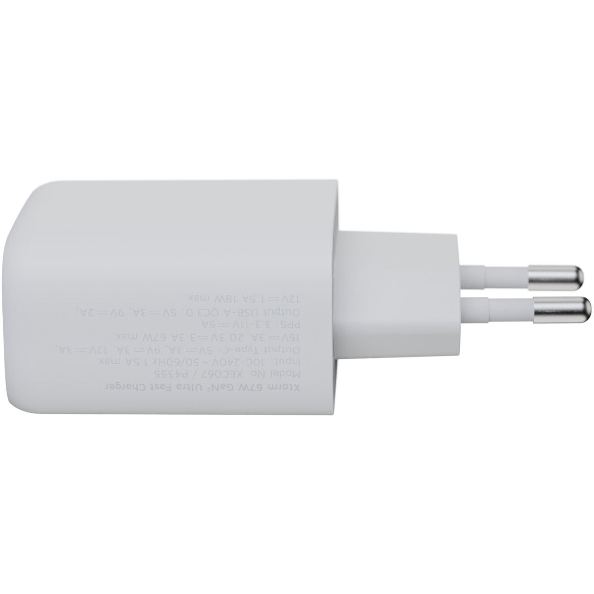 Xtorm XEC067 GaN² Ultra 67W wall charger – White back view