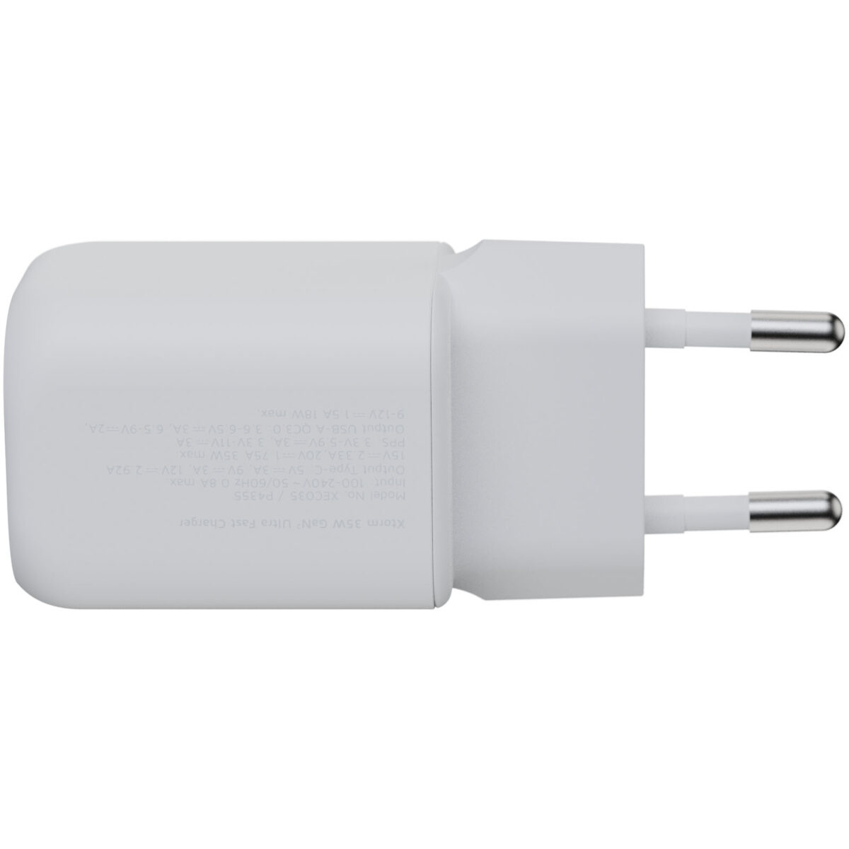Xtorm XEC035 GaN² Ultra 35W wall charger – White back view