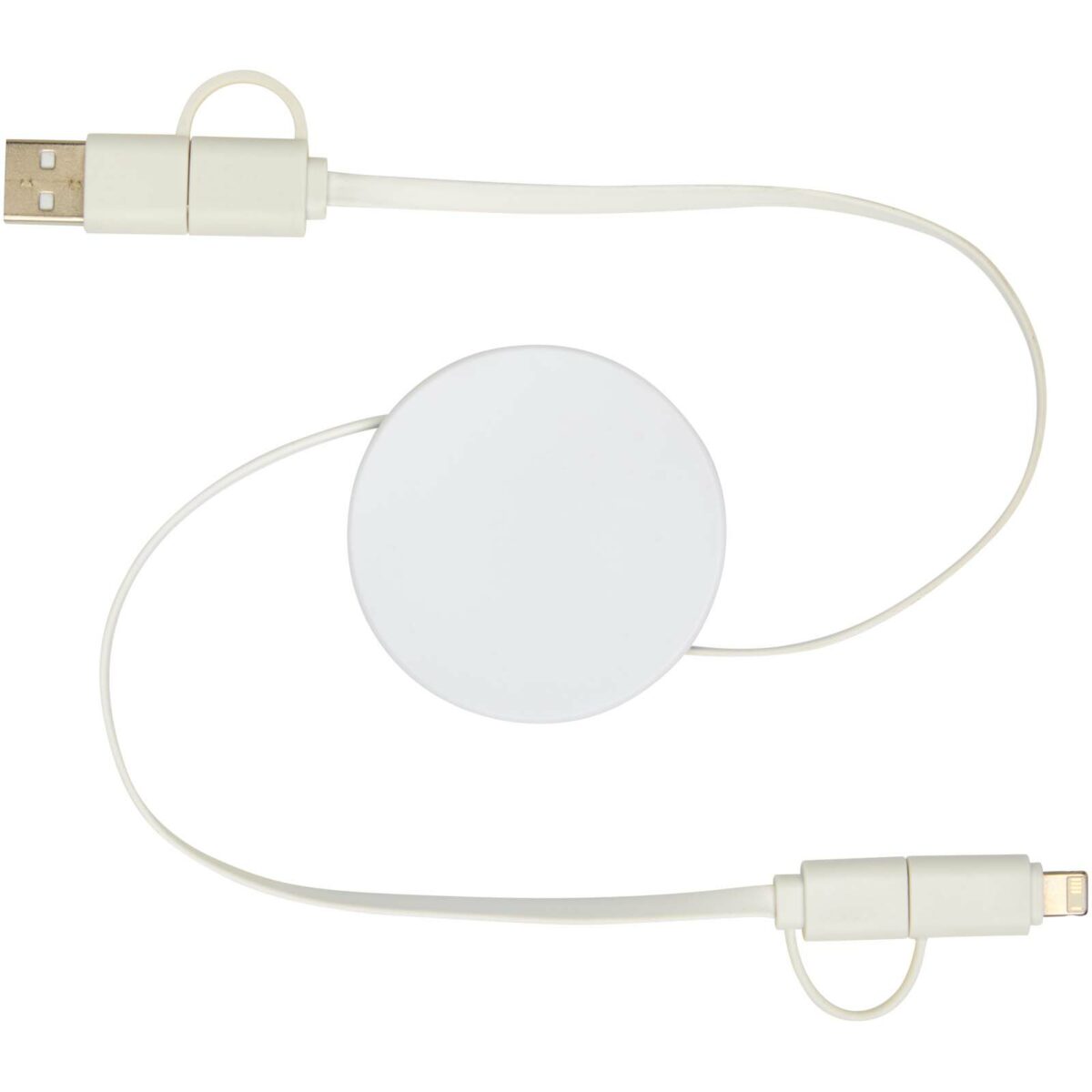 Citala 5-in-1 recycled plastic 90 cm retractable data sync and 40W fast charge cable – White back view
