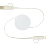 Citala 5-in-1 recycled plastic 90 cm retractable data sync and 40W fast charge cable – White back view