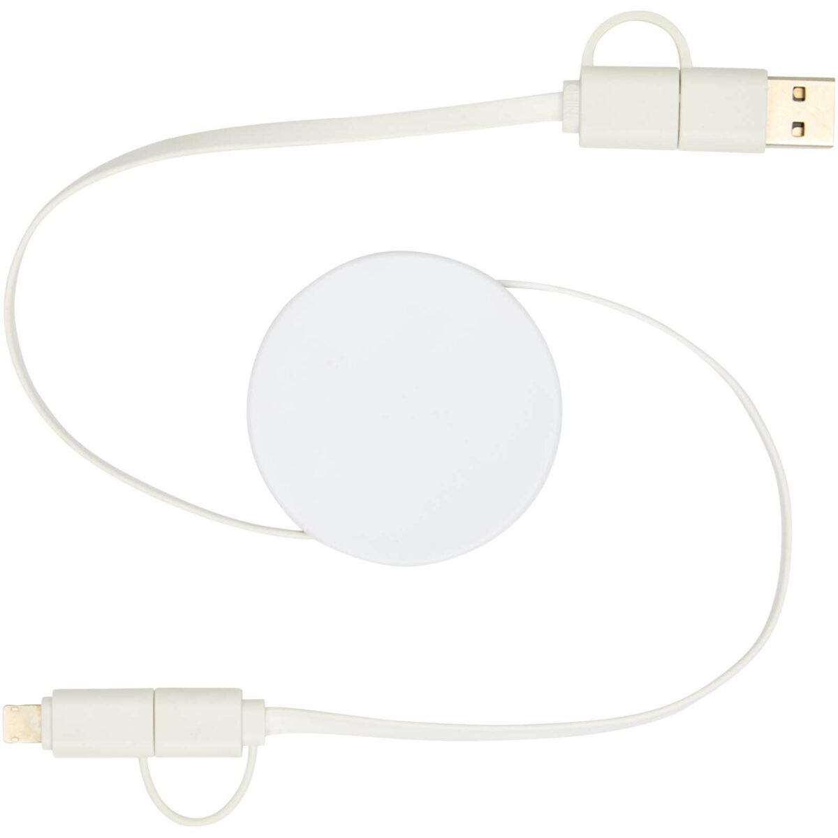Citala 5-in-1 recycled plastic 90 cm retractable data sync and 40W fast charge cable – White front view