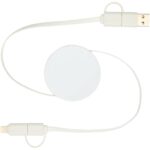 Citala 5-in-1 recycled plastic 90 cm retractable data sync and 40W fast charge cable – White front view