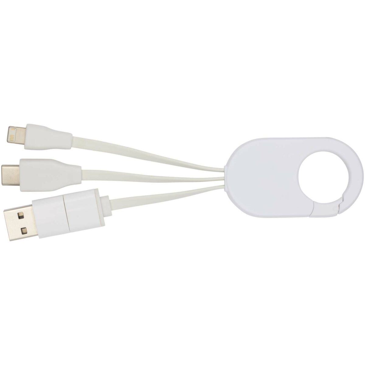 Troop 4-in-1 recycled plastic charging cable – White front view