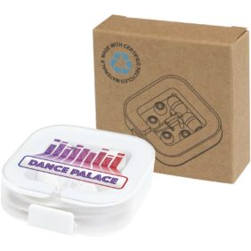 Baekdu wired Type-C headset with recycled plastic storage box – White with logo