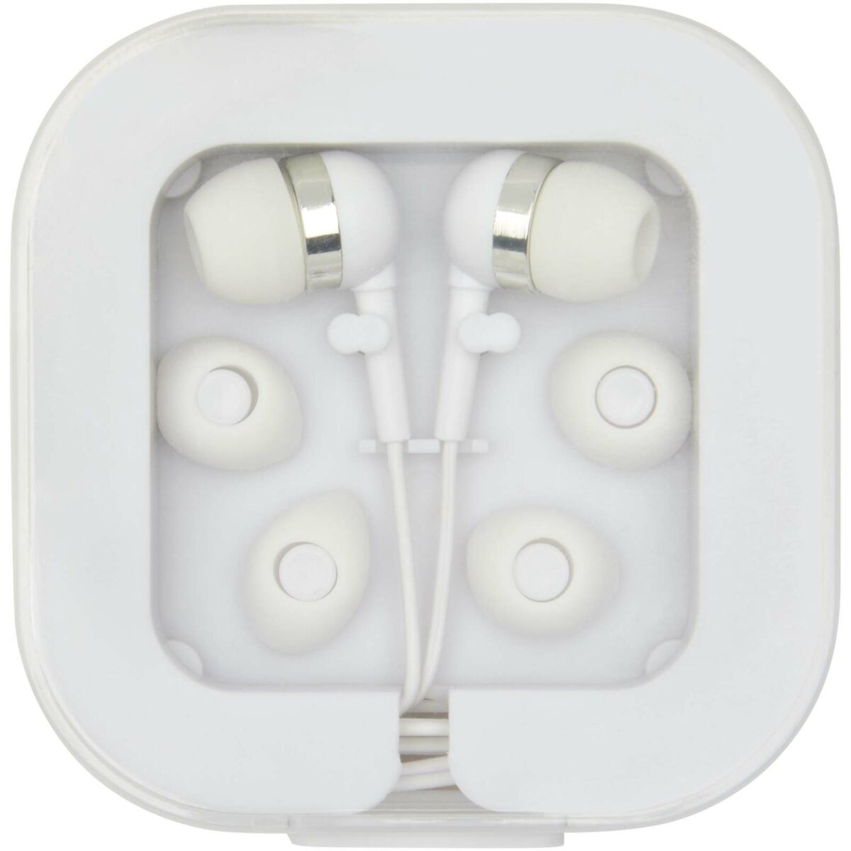 Baekdu wired Type-C headset with recycled plastic storage box – White front view
