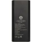 Acamar 20.000 mAh 70W recycled aluminium laptop power bank – Solid black back view