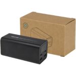 Acamar 20.000 mAh 70W recycled aluminium laptop power bank – Solid black with logo