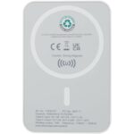 Acrab 5000 mAh 15W magnetic wireless power bank with 20W PD - made from recycled plastic – White back view