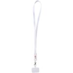 Franz recycled plastic smartphone lanyard with built-in data sync and 65W fast charge 5-in-1 cable – White with logo