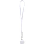 Franz recycled plastic smartphone lanyard with built-in data sync and 65W fast charge 5-in-1 cable – White front view