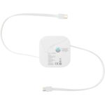 Gloas 5-in-1 recycled retractable data sync and 100W fast charge cable with smartphone tool kit – White back view