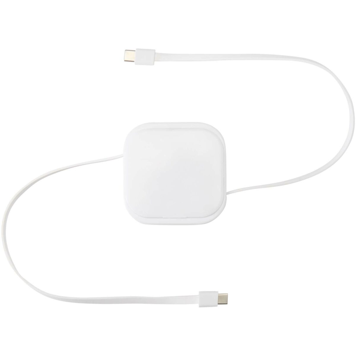 Gloas 5-in-1 recycled retractable data sync and 100W fast charge cable with smartphone tool kit – White front view