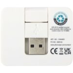 Gaia 4-port USB hub with USB-A and Type-C output and dual input - made from recycled plastic – White back view