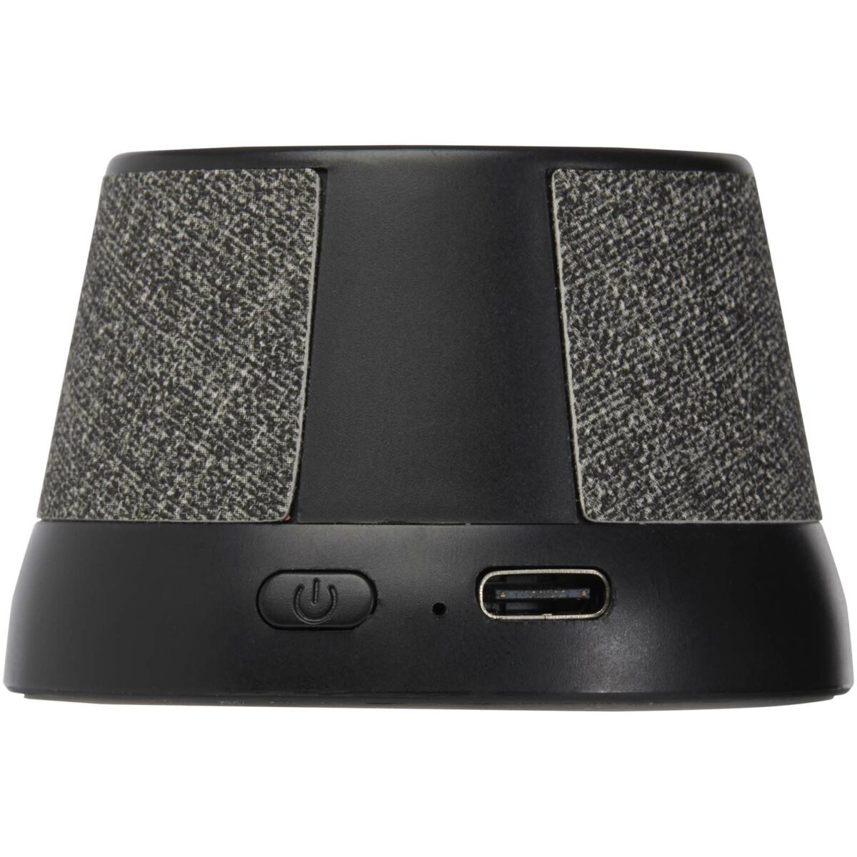 Horna 3W recycled plastic magnetic wireless speaker – Solid black back view