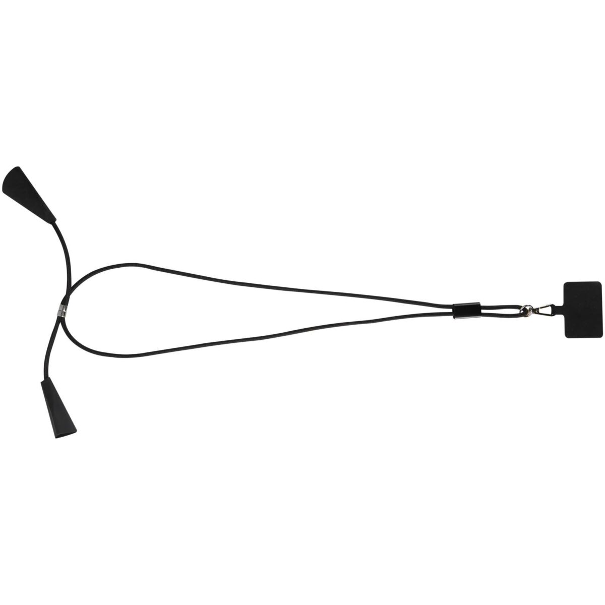 Funi recycled plastic smartphone lanyard with built-in data sync and 100W fast charge 5-in-1 cable – Solid black front view