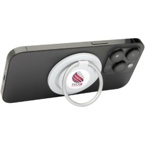 Albali recycled plastic magnetic phone holder with ring stand – White with logo