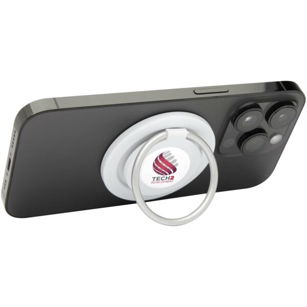 Albali recycled plastic magnetic phone holder with ring stand – White with logo