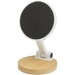Alcor recycled plastic foldeable magnetic phone stand with bamboo details – White extra view