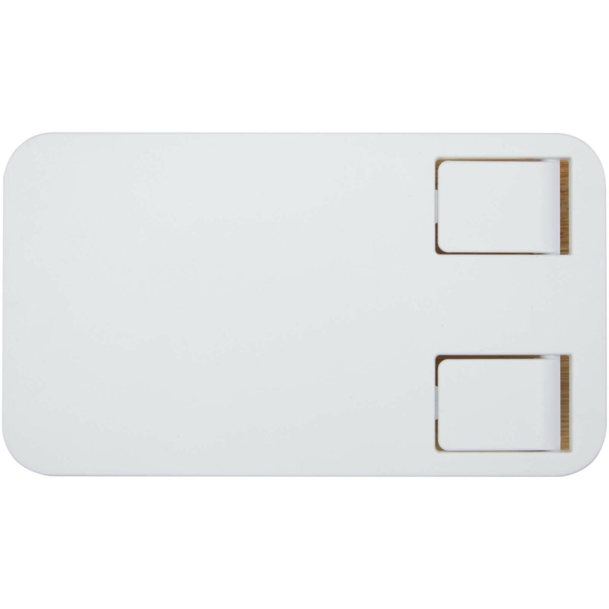 Alfirk recycled plastic foldeable desk phone stand with bamboo details – White front view