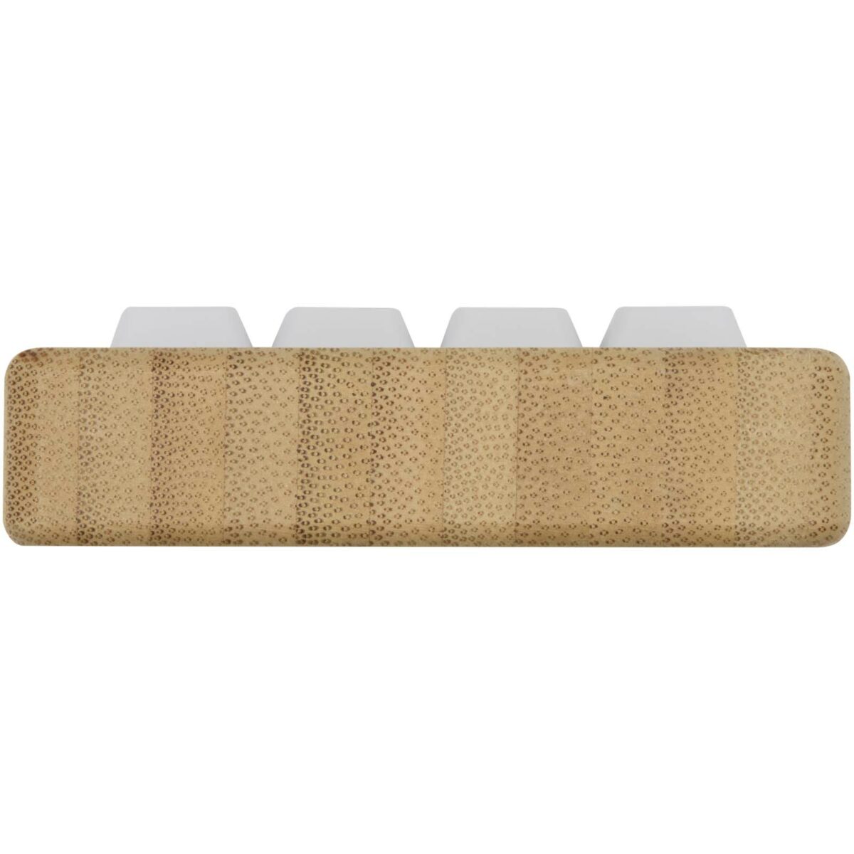 Algol recycled plastic phone stand and fidget toy with bamboo details – Wood back view