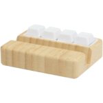 Algol recycled plastic phone stand and fidget toy with bamboo details – Wood extra view