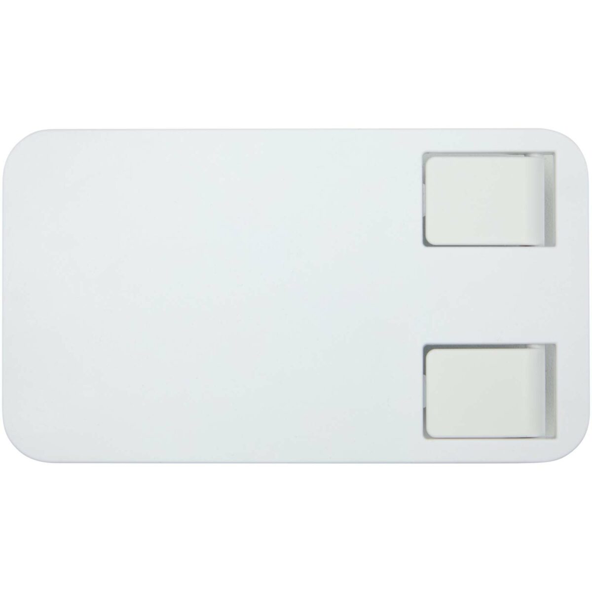 Alhena recycled plastic foldeable phone holder with metal desk stand – White front view