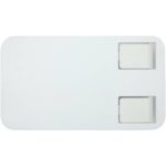 Alhena recycled plastic foldeable phone holder with metal desk stand – White front view