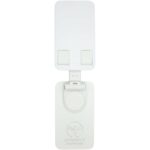 Alhena recycled plastic foldeable phone holder with metal desk stand – White with logo