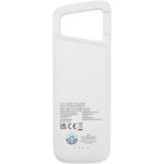 Alkes 5000 mAh 12W recycled plastic water resistant power bank with carabiner – White back view