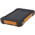 Altair 5000 mAh 10W recycled plastic rugged solar power bank with built-in torch – Solid black extra view