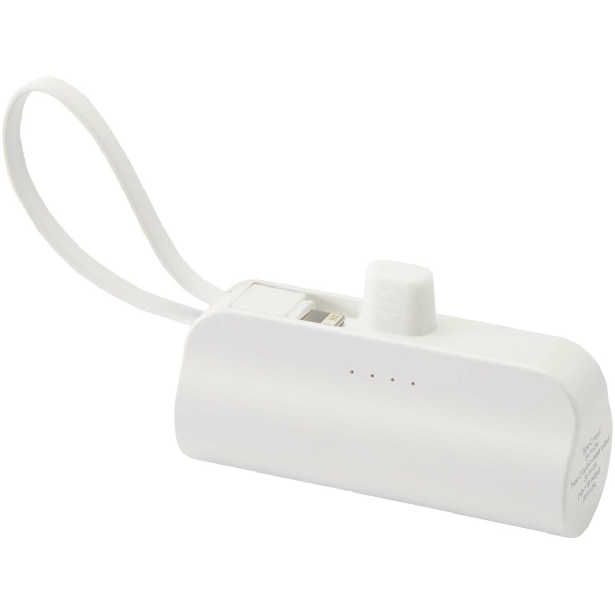 Alnair 5000 mAh 10W recycled plastic Type-C power bank with built-in flip stand and 2-in-1 cable – White extra view